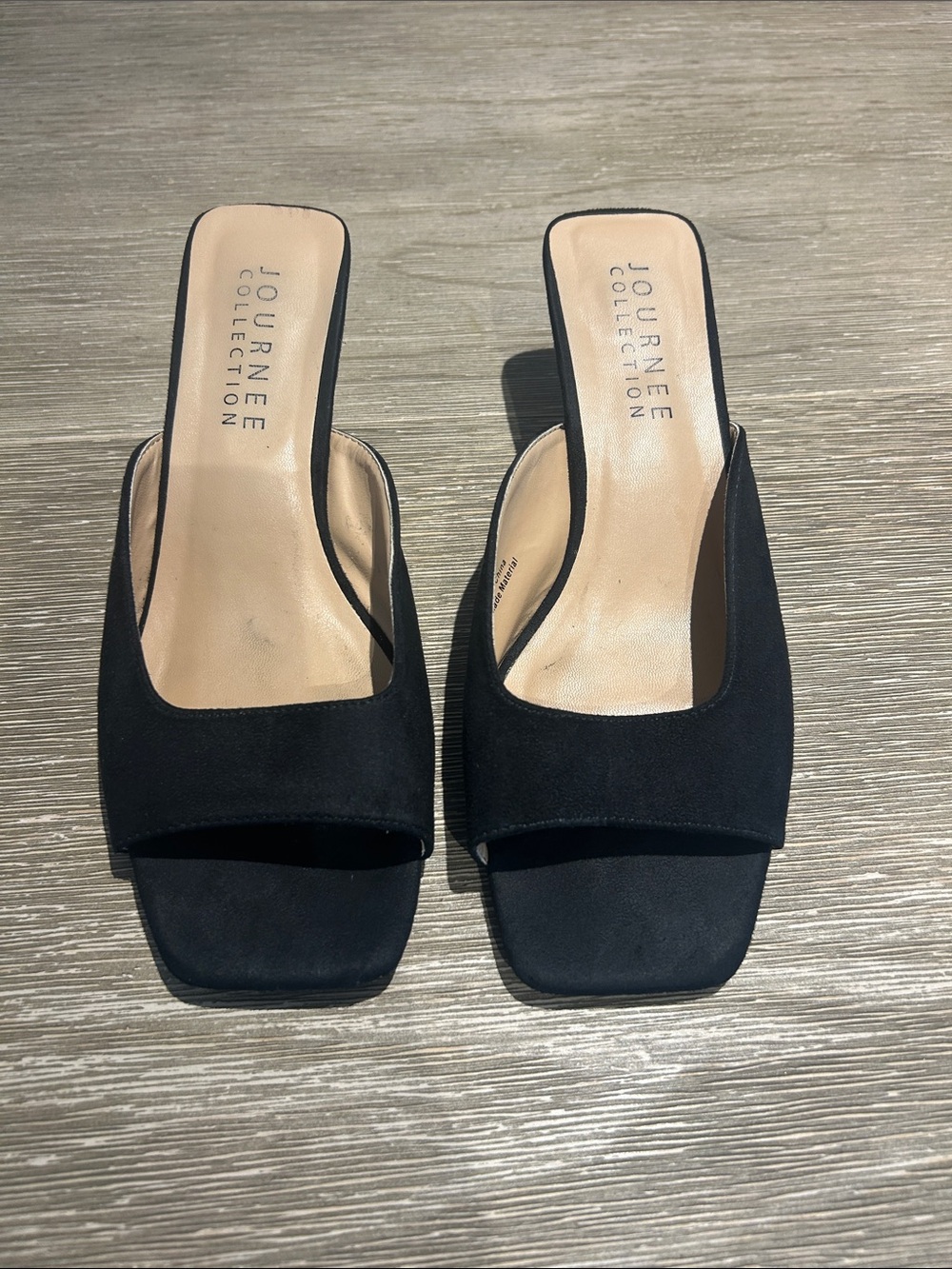 Journee Collection Black Square-Toe Slide Heels